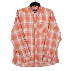Simms Fishing Shirt Mens XL Coral Plaid Long Sleeve Button Up Performance 136s